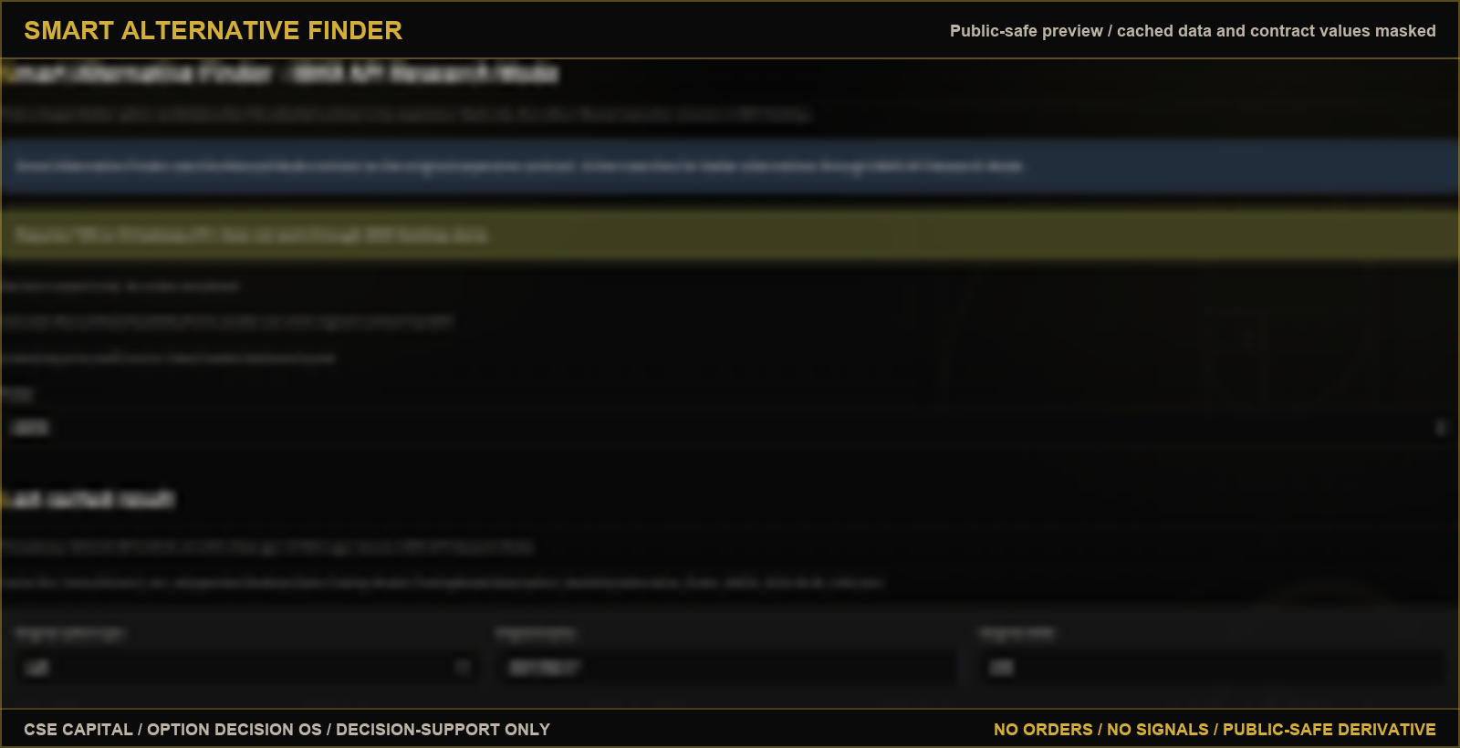 Public-safe Smart Alternative Finder preview.